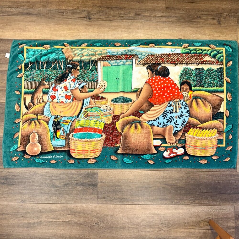 Colorful Edmundo Otoniel Rural Towel Art Farming Scene Cotton Hilasal VTG